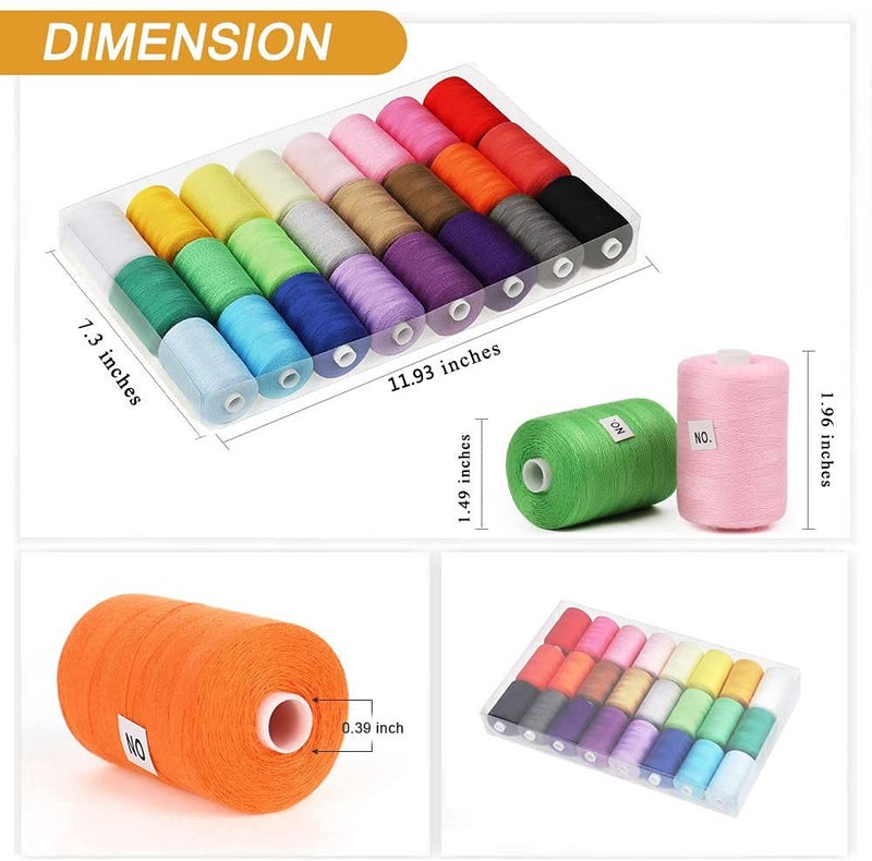 HAITRAL Sewing Thread Sets - 24-Color Mixed Cotton, 1000 Yards for Sewing Machine, DIY Projects - Image 2